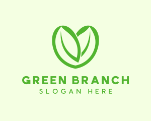 Green Eco Leaf Heart logo design