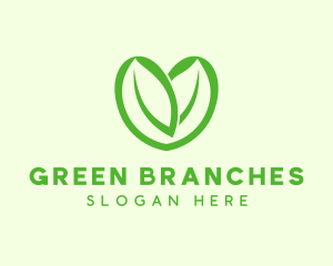 Green Eco Leaf Heart logo design