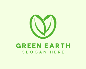 Green Eco Leaf Heart logo design