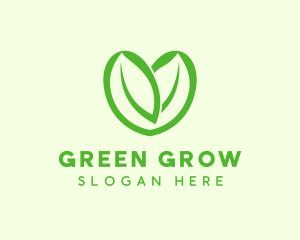 Green Eco Leaf Heart logo design