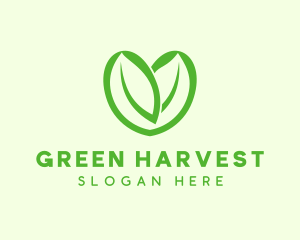 Green Eco Leaf Heart logo design