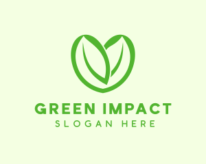 Green Eco Leaf Heart logo