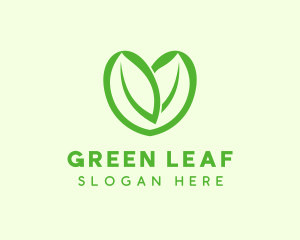 Green Eco Leaf Heart logo design