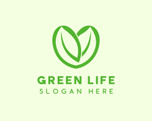 Green Eco Leaf Heart logo design