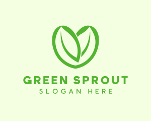 Green Eco Leaf Heart logo design