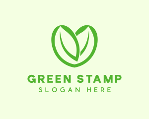 Green Eco Leaf Heart logo design