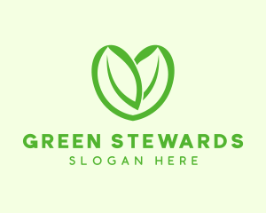 Green Eco Leaf Heart logo design