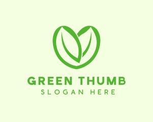 Green Eco Leaf Heart logo design