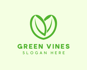 Green Eco Leaf Heart logo design