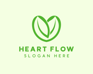 Green Eco Leaf Heart logo