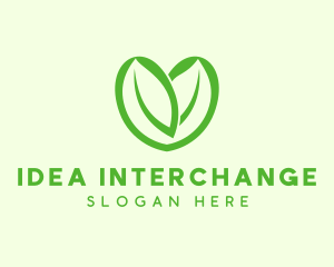 Green Eco Leaf Heart logo design