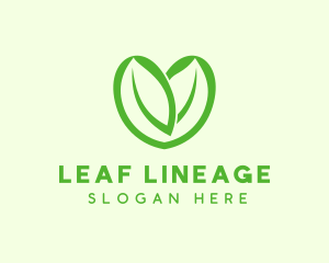 Green Eco Leaf Heart logo design