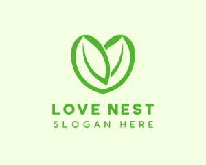 Green Eco Leaf Heart logo design