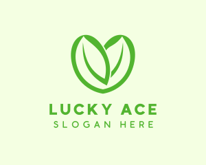 Green Eco Leaf Heart logo design