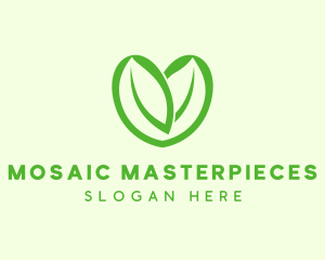 Green Eco Leaf Heart logo design