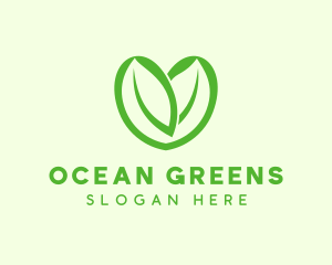 Green Eco Leaf Heart logo design