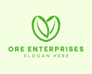 Green Eco Leaf Heart logo design