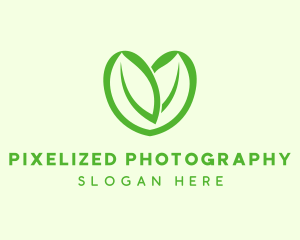 Green Eco Leaf Heart logo design