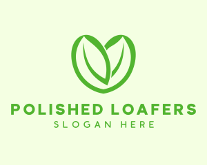 Green Eco Leaf Heart logo design