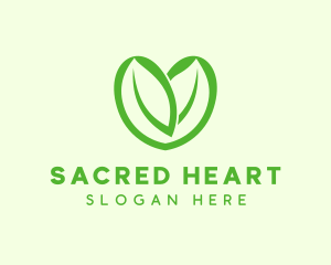 Green Eco Leaf Heart logo design