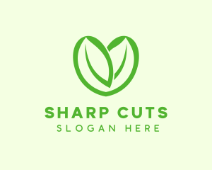 Green Eco Leaf Heart logo design