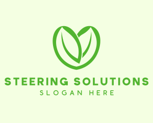 Green Eco Leaf Heart logo design