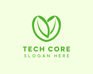 Green Eco Leaf Heart logo design