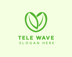 Green Eco Leaf Heart logo design