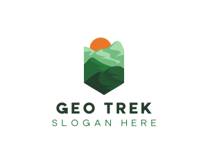 Mountain Trekking Sunset logo design