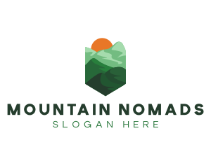 Mountain Trekking Sunset logo design