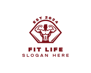 Muscular Man Workout logo design