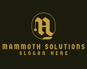 Golden Gothic Typography Letter M logo design