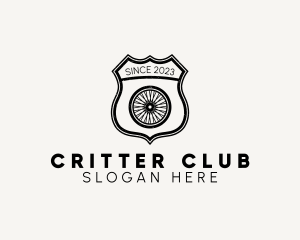 Rustic Bicycle Wheel Shield logo design