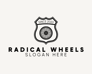 Rustic Bicycle Wheel Shield logo design