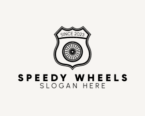 Rustic Bicycle Wheel Shield logo design