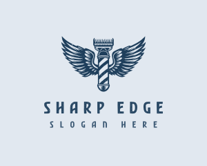 Barbershop Clipper Wings logo design