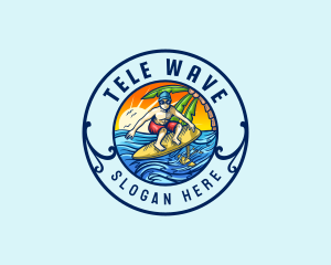 Ocean Foil Surfing Waves logo design