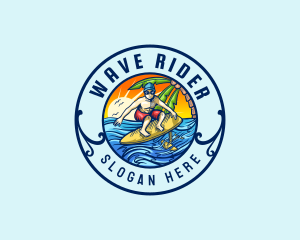 Ocean Foil Surfing Waves logo design