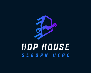 Swoosh House Pipe Plumbing logo design