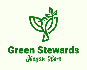 Green Leaf Bird logo design