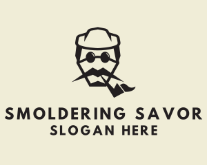 Hipster Cigar Man Logo