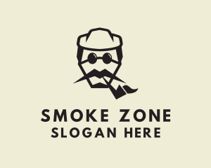 Hipster Cigar Man logo design