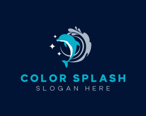 Dolphin Splash Wave logo design