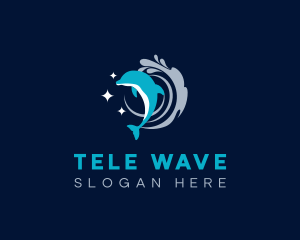 Dolphin Splash Wave logo design