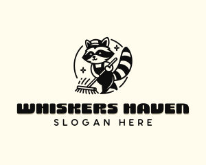Raccoon Janitor Cleaning logo design