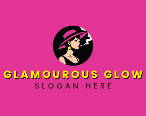 Woman Smoking Cigarette logo design