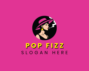 Woman Smoking Cigarette logo design