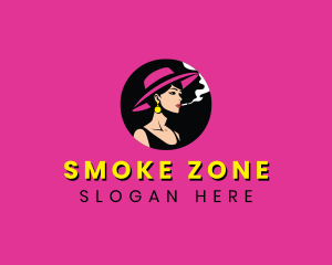 Woman Smoking Cigarette logo design