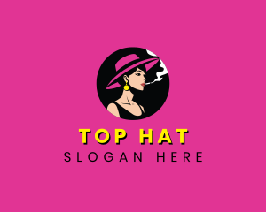 Woman Smoking Cigarette logo design