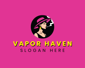 Woman Smoking Cigarette logo design